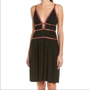 BCBG Maxazria Black w/ Brown leather accent dress